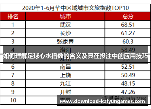 如何理解足球心水指数的含义及其在投注中的应用技巧